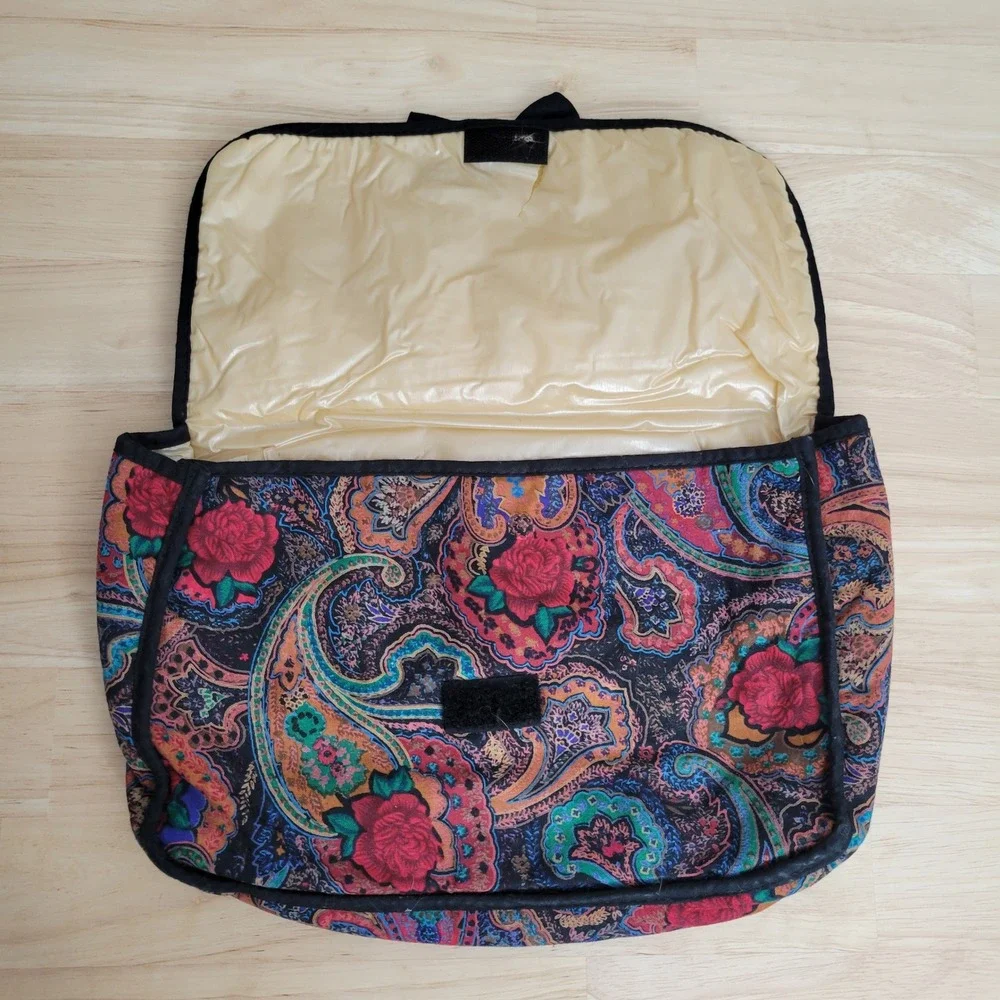 Vintage Diane von Furstenberg Paisley‎ Floral Toiletry Bag Large Cosmetic Pouch